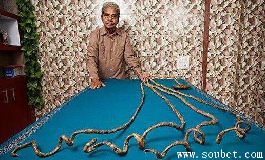 世界指甲最長的人:拇指指甲長2米,小指1.79米