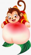 猴子抱桃寓意