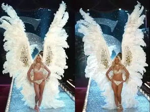 維密歷史上最大的翅膀，由海蒂克魯姆背起來