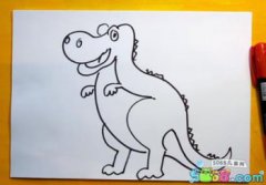 霸王龍一步一步怎么畫，先畫頭部再畫眼睛還有張大的嘴