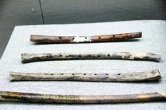 最古老的旋律崔吹奏樂器是，賈湖遺址出土的骨笛