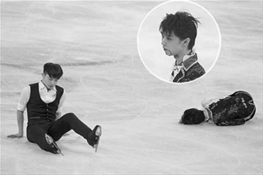 閆涵為什么不扶起羽生結弦，是故意撞羽生結弦的嗎